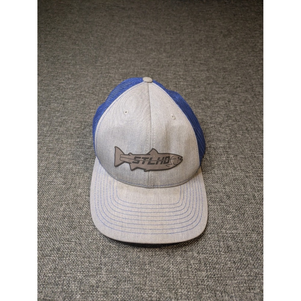 STLHD Gear Hat Cap Snap Back One Size Gray Mesh Trucker Mens Fish Logo Outdoor